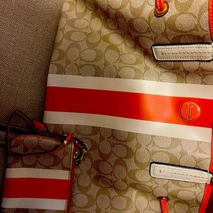 Lovely large Coach tote and Change purse